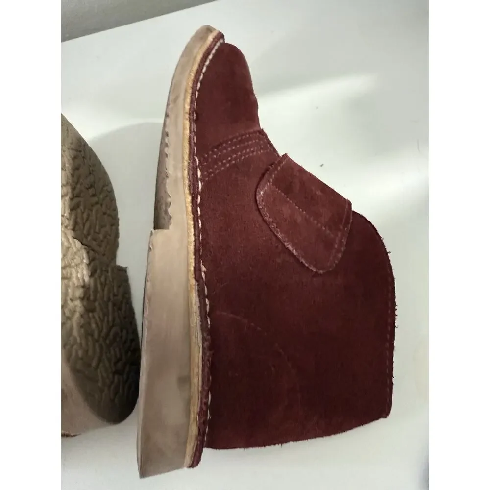 Cienta Kids Burgundy Suede Ankle Boots Size 1 US 32 EU Made in Spain